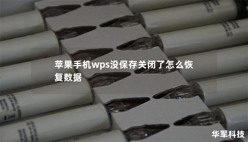 蘋果手機wps沒保存關閉了怎么恢復數據